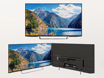 4K Ultra HD Smart Television With Curved Screen And Landscape 3d model