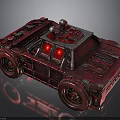 Vintage Red Toy Car With Red Sirens Mechanical Parts And Worn Texture