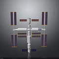 3D Rendered Cosmic Space Station Featuring Solar Panels and Modular Structure