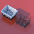 Black Practical Storage Baskets With Fabric Lined And Wire Mesh Design On Red Background