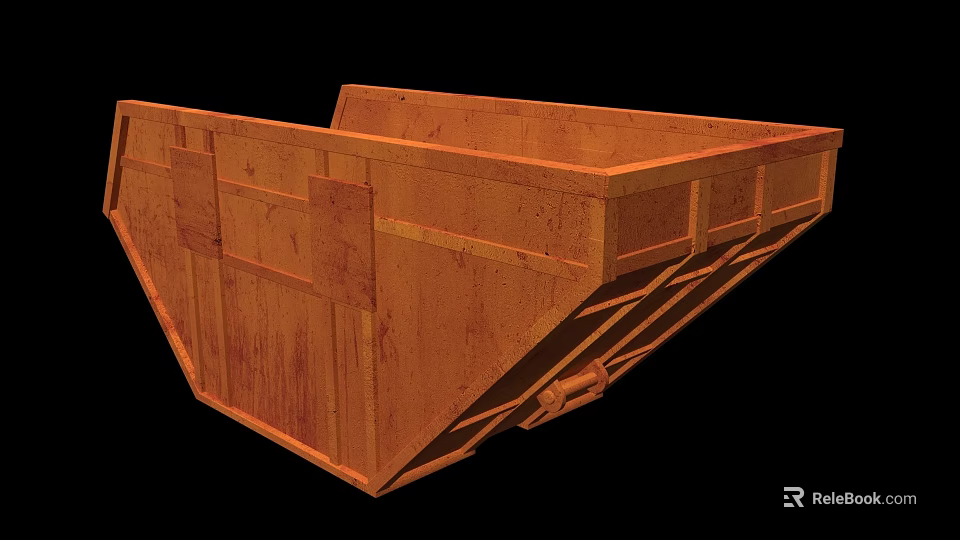 Public Facility Waste Container With Rustic Orange Metal Structure And Durable Build 3d model