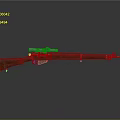 Rifle With Wooden Stock And Scope On Gray Background With Reflective Surface