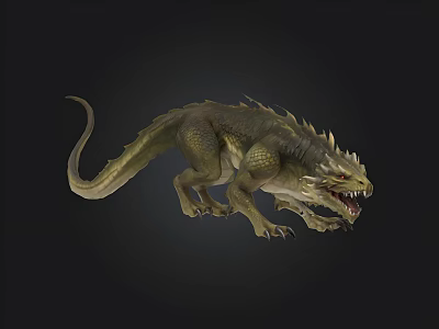 Fantasy Dragon Creature With Scaled Skin Sharp Teeth And Long Tail 3d model