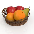 Wicker Fruit Basket Filled With Red Apples Oranges And Pears