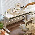 Kids Room Interior With Study Desk Ergonomic Chair Stationery Books And Window Blinds