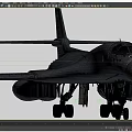 Black Military Fighter Jet With Sleek Design And Extended Landing Gear
