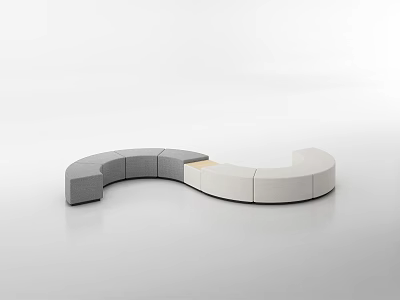 Curved Modular Sectional Sofa In Gray And Beige Upholstery For Modern Living 3d model