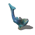 Blue Fish Shaped Decorative Ornament Set With Scaled Texture For Home Decor 3d model