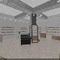 Modern Specialty Store With White Walls Wooden Elements Display Windows Bench And Recessed Lighting
