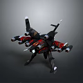 Futuristic Black And Red Spacecraft With Multiple Engines For Space Exploration 3d model