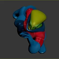 Cartoon Game Movie Character With Green Head Red Shirt And Blue Outfit Waving Hand