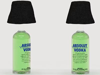 Creative ABSOLUT VODKA Green Bottle Table Lamp With Black Lampshade Design 3d model