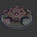 Futuristic Circular Metallic Device With Blue Glowing Lights Red Accent Components And Multiple Circular Parts