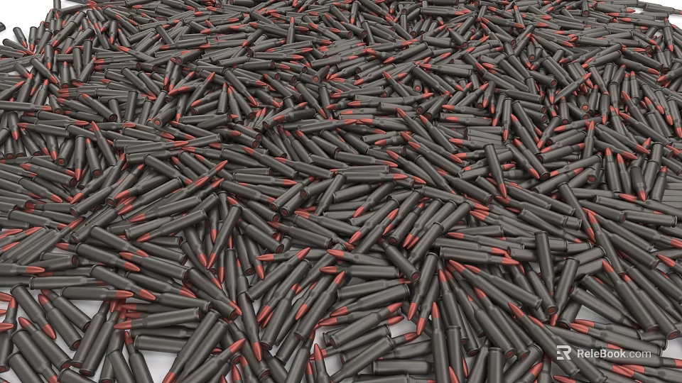 Pile of Military Bullets Ammunition for Firearm Use and Storage 3d model 