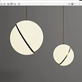 Modern Spherical Pendant Lights With White Shades Black Stripe And Golden Wires