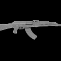Classic Assault Rifle With Wooden Stock Metal Barrel And Magazine