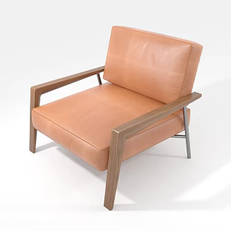 Modern Solid Wood Sofa Leather Sofa Office Sofa Casual Sofa Single Sofa Fashion Sofa Public Area Sofa 3d model
