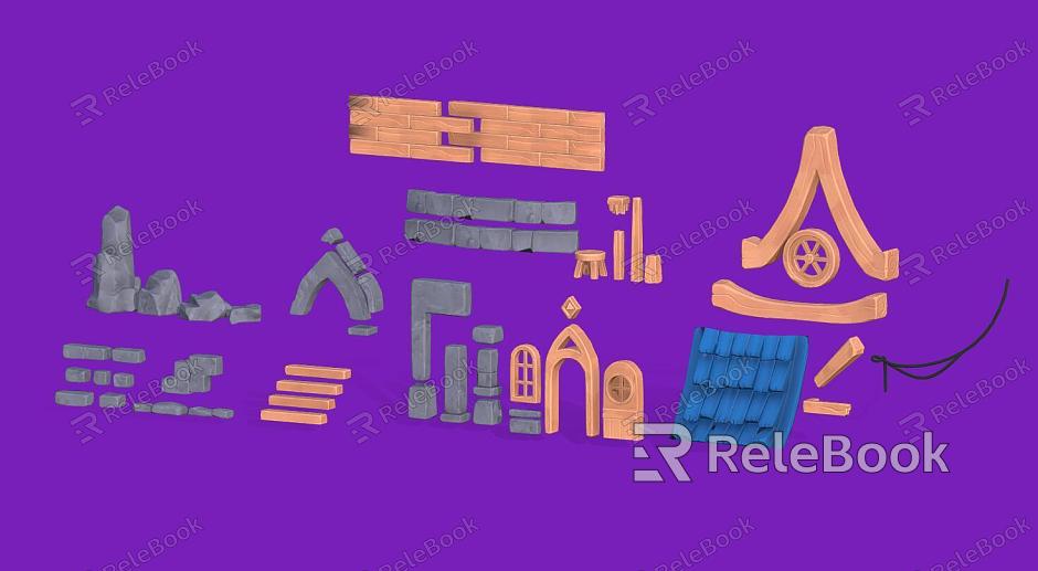 House components cartoon house stylized wooden house stylized house cartoon house model