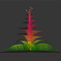 Cartoon Scene Featuring Colorful Plant With Pink Yellow Orange Petals Green Leaves And Grass
