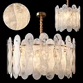 Elegant Modern Chandelier With Transparent Petal Shaped Glass And Golden Brass Frame