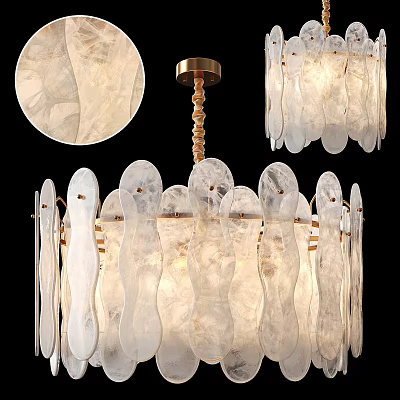 Elegant Modern Chandelier With Transparent Petal Shaped Glass And Golden Brass Frame 3d model
