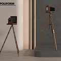 Vintage Cameras On Wooden Tripods In Modern Indoor Setting With Classic Design