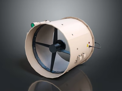 Beige Commercial Ventilation Fan With Circular Structure Black Blades Control Buttons And Indicator Light 3d model