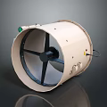 Beige Commercial Ventilation Fan With Circular Structure Black Blades Control Buttons And Indicator Light