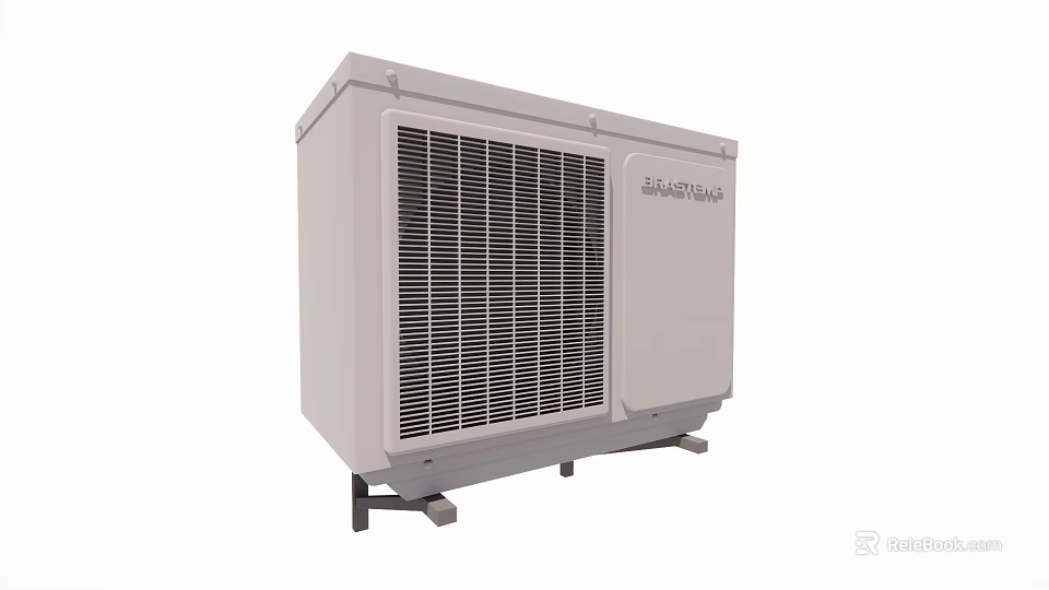 White Air Conditioner Fan Outdoor Unit With Grille Design And Stable Base 3d model 