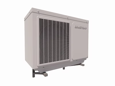 White Air Conditioner Fan Outdoor Unit With Grille Design And Stable Base 3d model