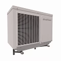 White Air Conditioner Fan Outdoor Unit With Grille Design And Stable Base