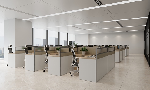 modern public office area staff office 3d model