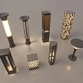 Outdoor Lights Various Modern Styles Solar Powered Geometric Patterns For Garden 3d model