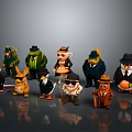 Cartoon Animal Figurines Dressed In Diverse Costumes With Hats And Suits