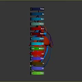 3D Anatomical Illustration of Thoracic Organs with Heart and Labeled Blood Vessels