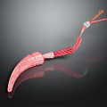 Detailed Organ And Hair Structure 3D Rendering With Red Tubular Elements On Dark Background