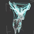 Geometric Deer Head Sculpture With Polygonal Wireframe And White Design On Black Background
