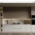 Modern Kitchen Interior With Light Wood White Cabinets Marble Countertop And Appliances