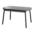 Modern Minimalist Oval Dining Table With Dark Tabletop And Black Legs 3d model