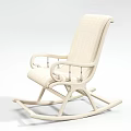 Classic Rocking Chair with Dark Brown Wooden Frame and Beige Tufted Cushion