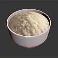 White Ceramic Bowl Filled With Cooked Rice For Daily Household Use