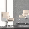 Stylish Beige Office Chair With Metal Frame Swivel Base And Modern Designer Style