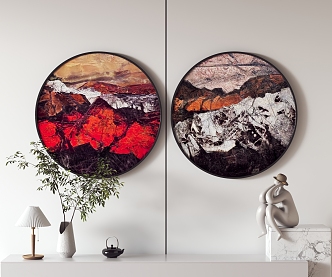 Modern Round Frame Painting Decorative Painting Hanging Painting 3d model