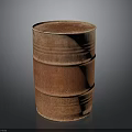 Vintage Rusty Metal Barrel With Cylindrical Design And Weathered Surface Texture