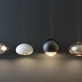 Modern Pendant Lights With Spherical Glass Shades In Black White Silver For Indoor Decor