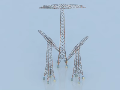 Industrial Equipment High Voltage Transmission Towers With Metal Lattice Structures For Power Distribution 3d model