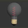 Transparent Light Bulb With Reflected Buildings Cityscape Red Elements And Golden Base
