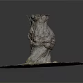 Tree Stump Decorative Base In Natural Outdoor Scene With Circular Moss Covered Surface