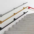 Different Colored Staircase Handrails Silver Gold Black Red Installed On White Stairs