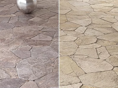 Irregularly Shaped Stone Floor Tiles In Different Gray And Beige Colors 3d model